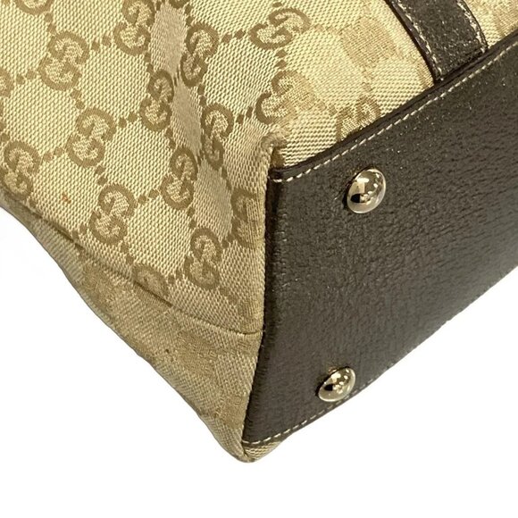 Auth GUCCI GG/Abbey 141470 Beige Light Brown Bronze Jacquard Leather - Picture 9 of 16